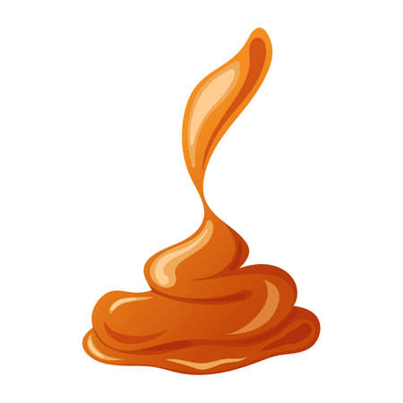 caramel cube cartoon. candy soft toffee, square brown block. vanilla toffy caramel cube vector illustrationのイラスト素材