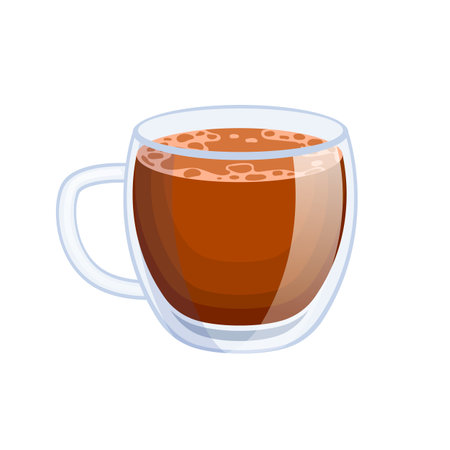 double glass coffee cartoon. cup espresso, black mug, americano hot drink double glass coffee vector illustrationのイラスト素材