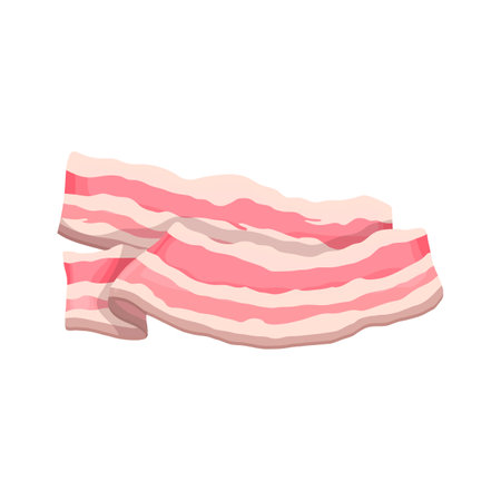bacon meat cartoon. pork food, fat slice, meal smoked breakfast bacon meat vector illustrationのイラスト素材