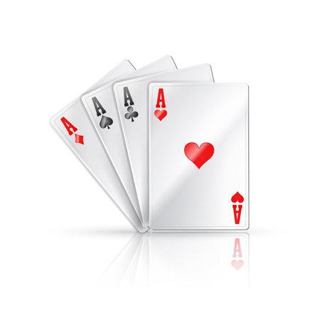 ace poker realistic vector. card game, casino play, blackjack spade, club ace poker 3d isolated illustrationのイラスト素材