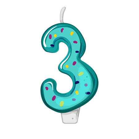 three decoration birthday number candle cartoon. three decoration birthday number candle sign. isolated symbol vector illustrationのイラスト素材