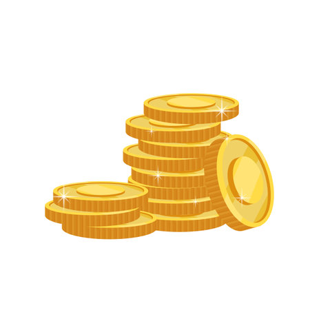 coin gold cartoon. money cash, currency finance, golden bank, treasure business, shiny wealth, casino coin gold vector illustrationのイラスト素材
