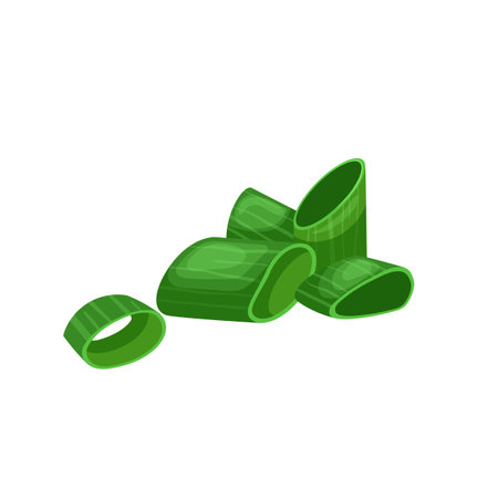 onion green cut cartoon. spring leek, fresh scallion, vegetable ingredient, leaf chive, grass onion green cut vector illustrationのイラスト素材