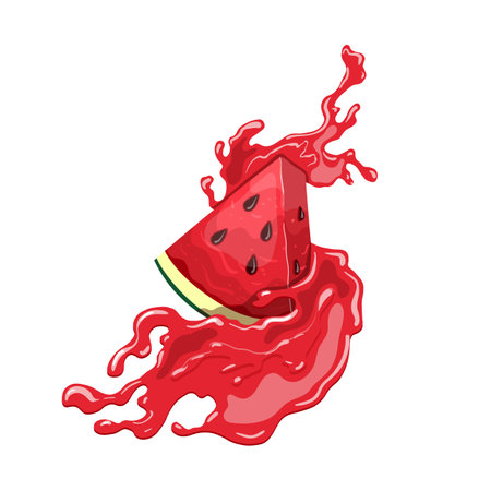 watermelon juice cartoon. fruit summer, melon drink, slice smoothie, fresh sweet, red water, food cocktail watermelon juice vector illustrationのイラスト素材