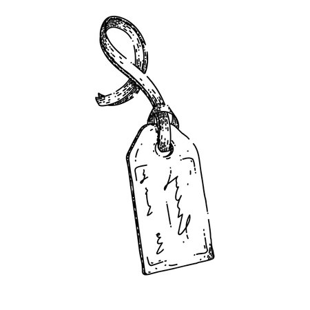 tag ribbon hand drawn vector. banner tag, sticker design, red sale, element web, sign flag, badge new, scroll tag ribbon sketch. isolated black illustrationのイラスト素材