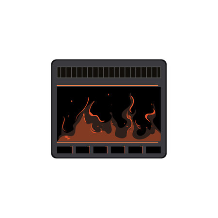 home fireplace cartoon. home fireplace sign. isolated symbol vector illustrationのイラスト素材