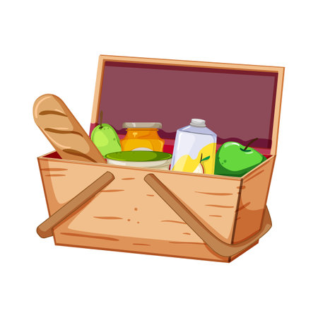 summer picnic basket cartoon. summer picnic basket sign. isolated symbol vector illustrationのイラスト素材
