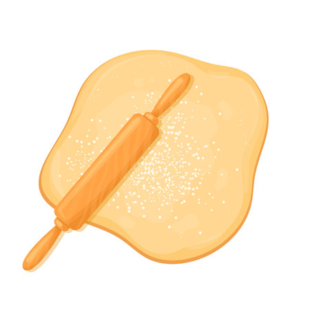 dough bread cartoon. flour pizza, bakery wheat, fresh food, raw kitchen, pastry making, homemade dough bread vector illustrationのイラスト素材