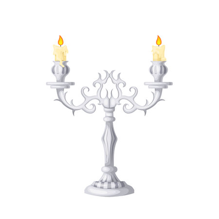 candlestick old vintage cartoon. candle holder, retro light, antique candelabrum, lamp candelabra, flame candlestick old vintage vector illustrationのイラスト素材