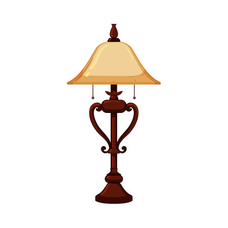 interior vintage table lamp cartoon vector illustrationのイラスト素材