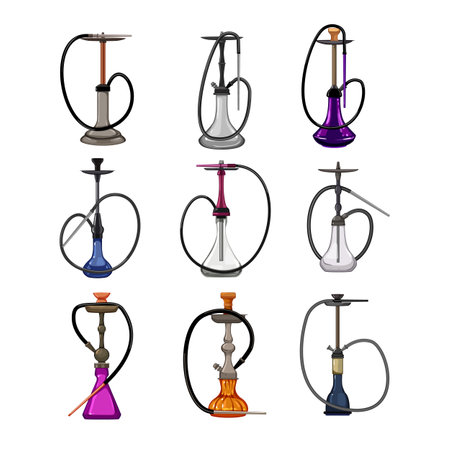 hookah shisha set cartoon vector illustrationのイラスト素材