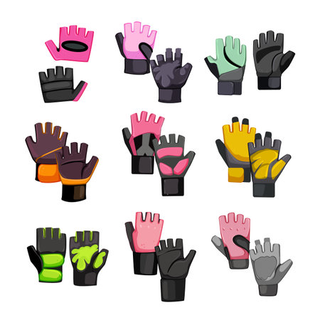 fitness gloves set cartoon vector illustrationのイラスト素材