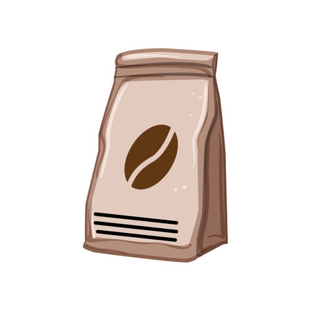 bean coffee packaging cartoon vector illustrationのイラスト素材