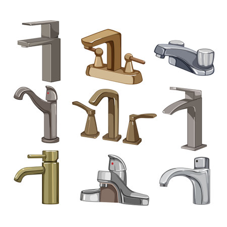 bathroom faucet set cartoon vector illustrationのイラスト素材