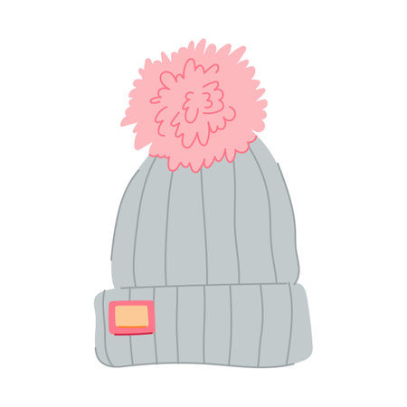 winter beanie hat cartoon vector illustrationのイラスト素材