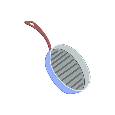 kitchen frying pan cartoon vector illustrationのイラスト素材