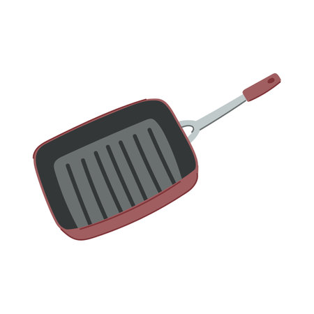 iron frying pan cartoon vector illustrationのイラスト素材
