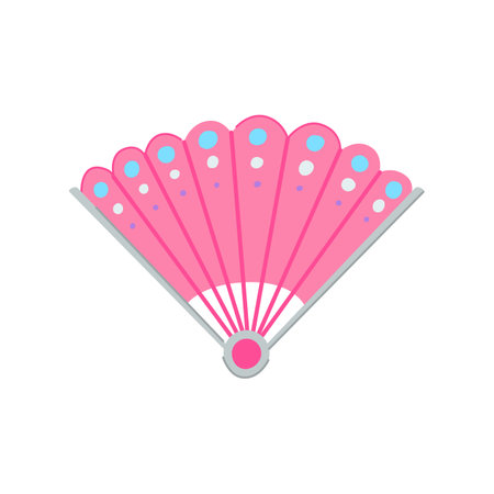 asia hand fan cartoon vector illustrationのイラスト素材