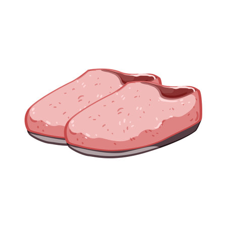fluffy kid slippers cartoon vector illustrationのイラスト素材