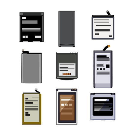 mobile phone battery set cartoon vector illustrationのイラスト素材