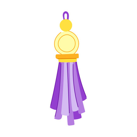 golden tassel rope cartoon vector illustrationのイラスト素材