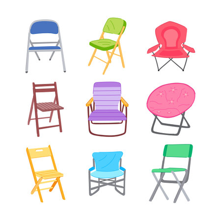 Illustration pour folding chair set cartoon vector illustration - image libre de droit