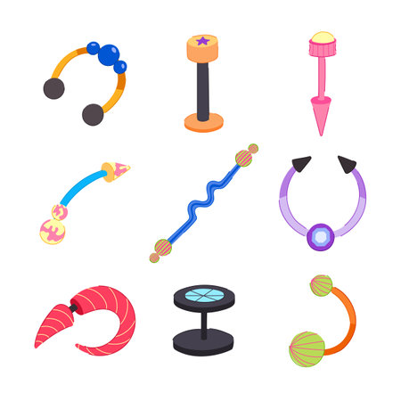piercing fashion set cartoon vector illustrationのイラスト素材