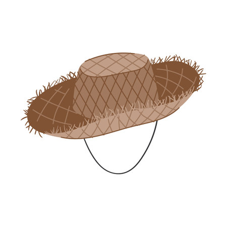 sun straw hat cartoon vector illustrationのイラスト素材