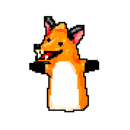 fox hand puppet game pixel art vector illustrationのイラスト素材