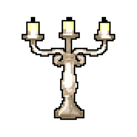 light candlestick vintage game pixel art vector illustrationのイラスト素材