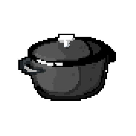 cooking iron skillet game pixel art vector illustrationのイラスト素材
