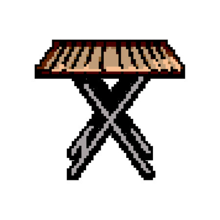 display garden outdoor table game pixel art vector illustrationのイラスト素材
