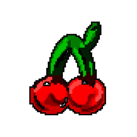 cherry jelly candy game pixel art vector illustrationのイラスト素材