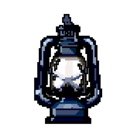 metal kerosene lamp game pixel art vector illustrationのイラスト素材