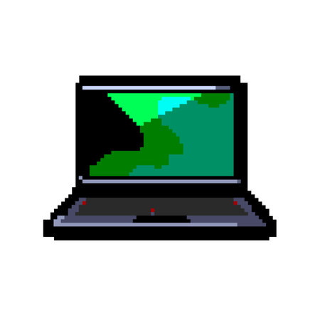 online laptop gaming game pixel art vector illustrationのイラスト素材