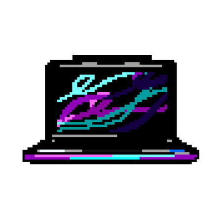 screen laptop gaming game pixel art vector illustrationのイラスト素材