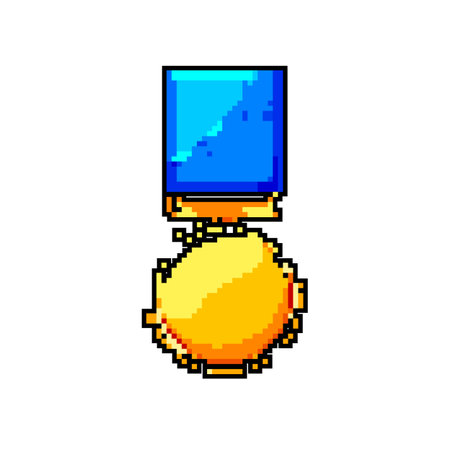 gold military medal game pixel art vector illustrationのイラスト素材