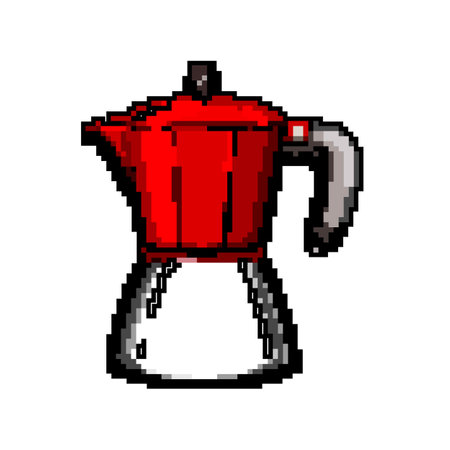 espresso moka pot coffee game pixel art vector illustrationのイラスト素材
