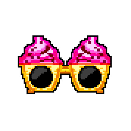 eye party glasses game pixel art vector illustrationのイラスト素材