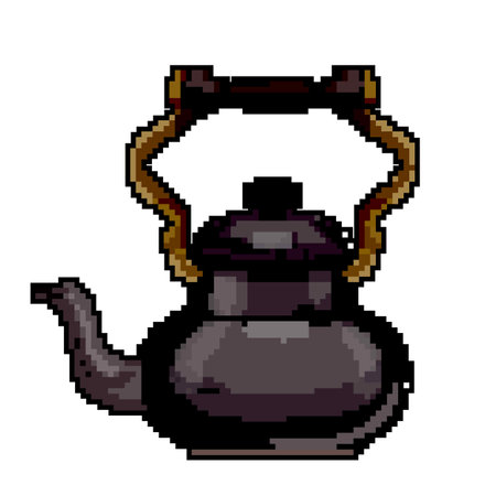 vintage teapot tea kettle game pixel art vector illustrationのイラスト素材