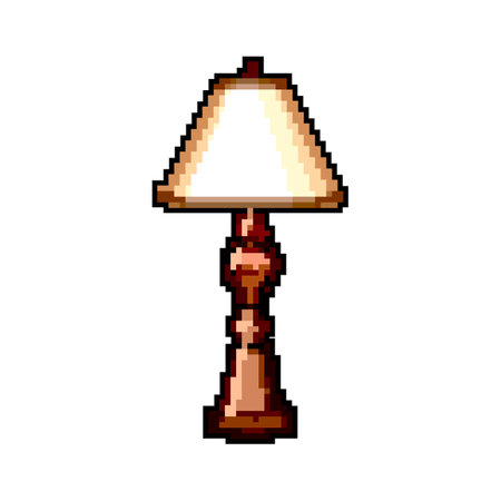 light vintage table lamp game pixel art vector illustrationのイラスト素材
