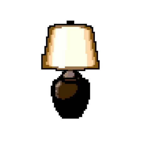 desk vintage table lamp game pixel art vector illustrationのイラスト素材