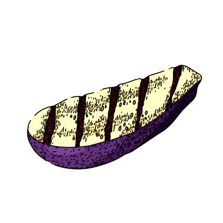 eggplant grilled vegetables sketch hand drawn vectorのイラスト素材