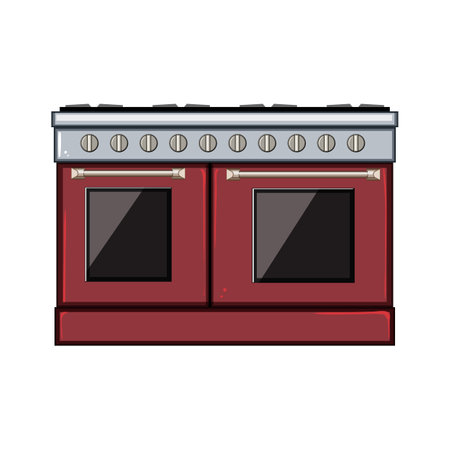 furniture kitchen stove cartoon vector illustrationのイラスト素材