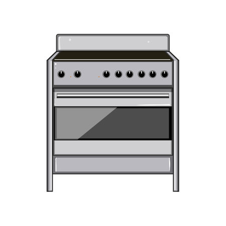 food kitchen stove cartoon vector illustrationのイラスト素材