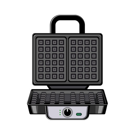 breakfast waffle iron cartoon vector illustrationのイラスト素材