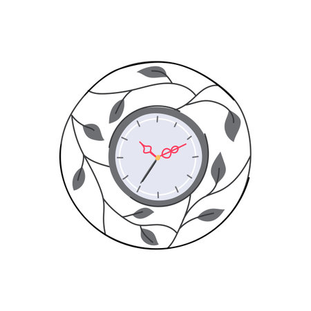 circle wall clock cartoon vector illustrationのイラスト素材