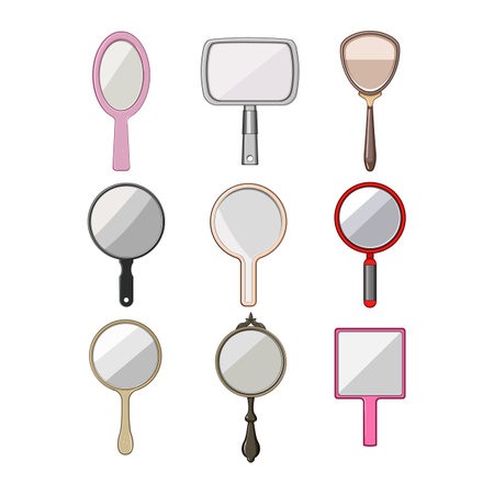 hand mirror set cartoon vector illustrationのイラスト素材