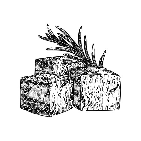 appetizer feta cheese sketch hand drawn vectorのイラスト素材