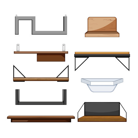 bookshelves library set cartoon vector illustrationのイラスト素材
